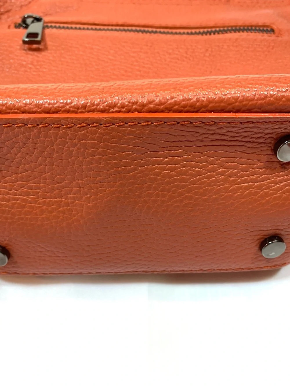 VIOLA CASTELLANI Orange Leather Convertible Handbag Crossbody Purse - Picture 8 of 10